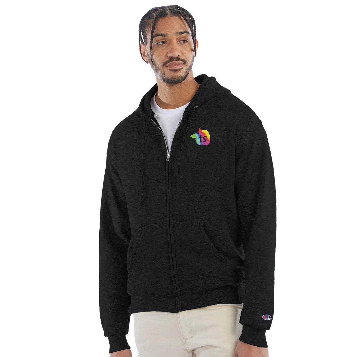 Champion® by tsgabrielle • Men's • Pride 2025 • Powerblend Zip Hood • Black - tsgabrielle