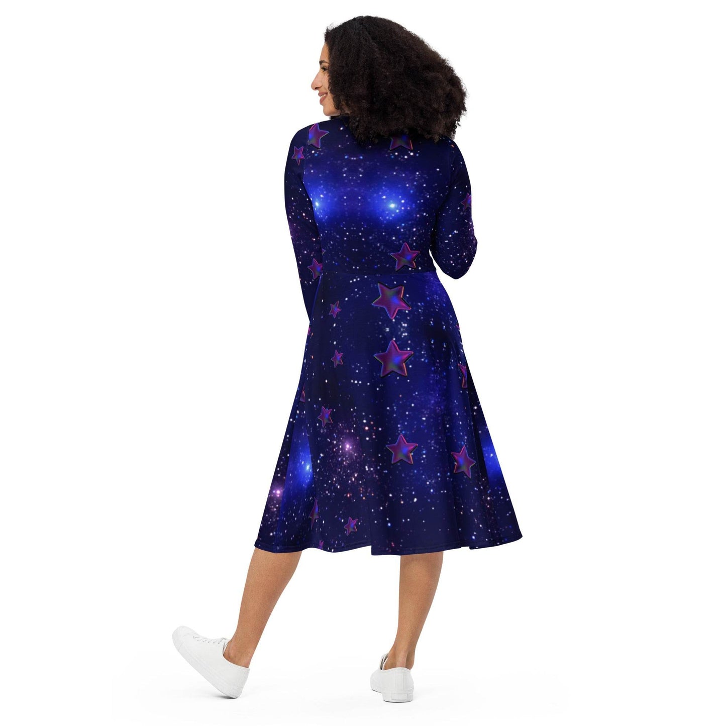 All-over print long sleeve midi dress - tsgabrielle