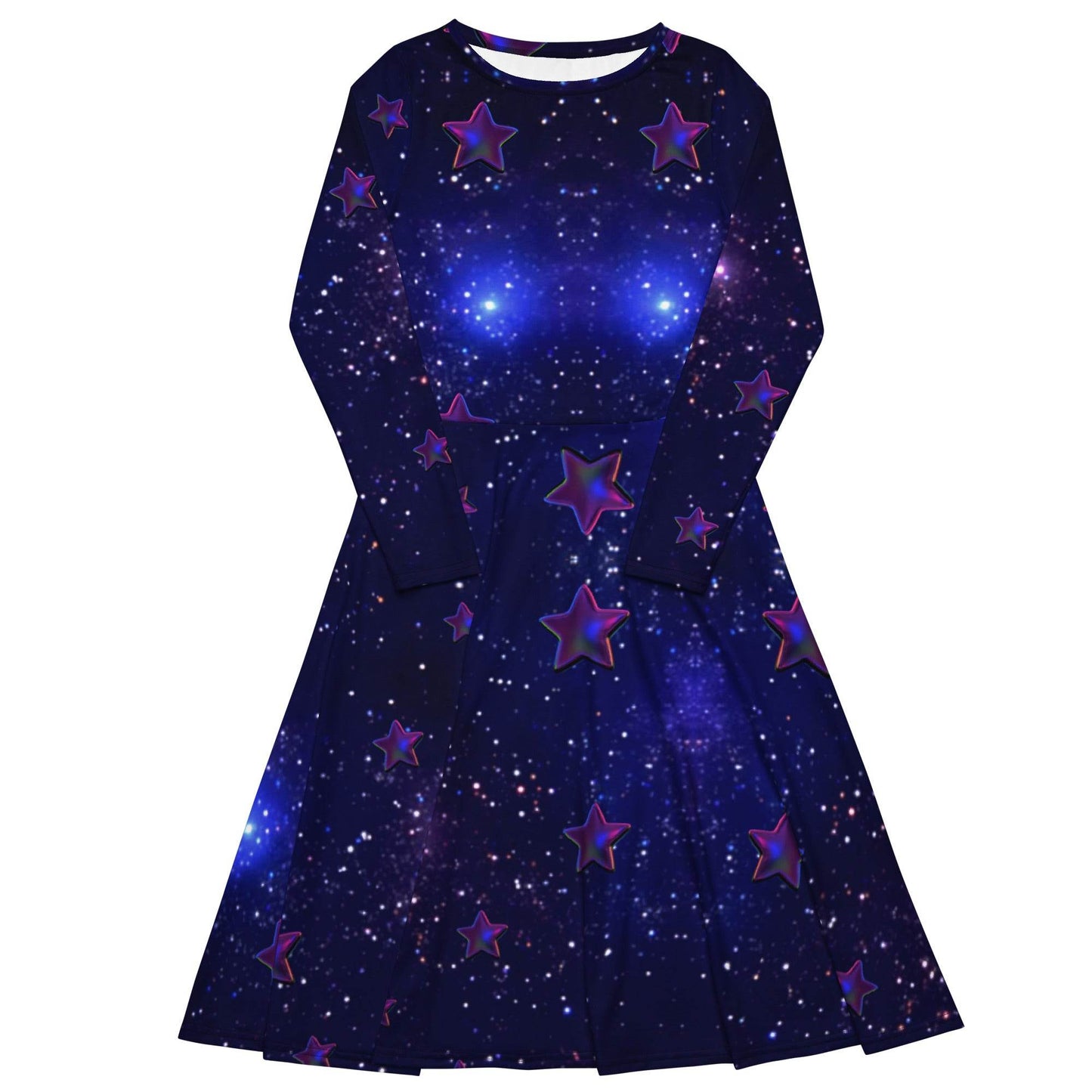 All-over print long sleeve midi dress - tsgabrielle