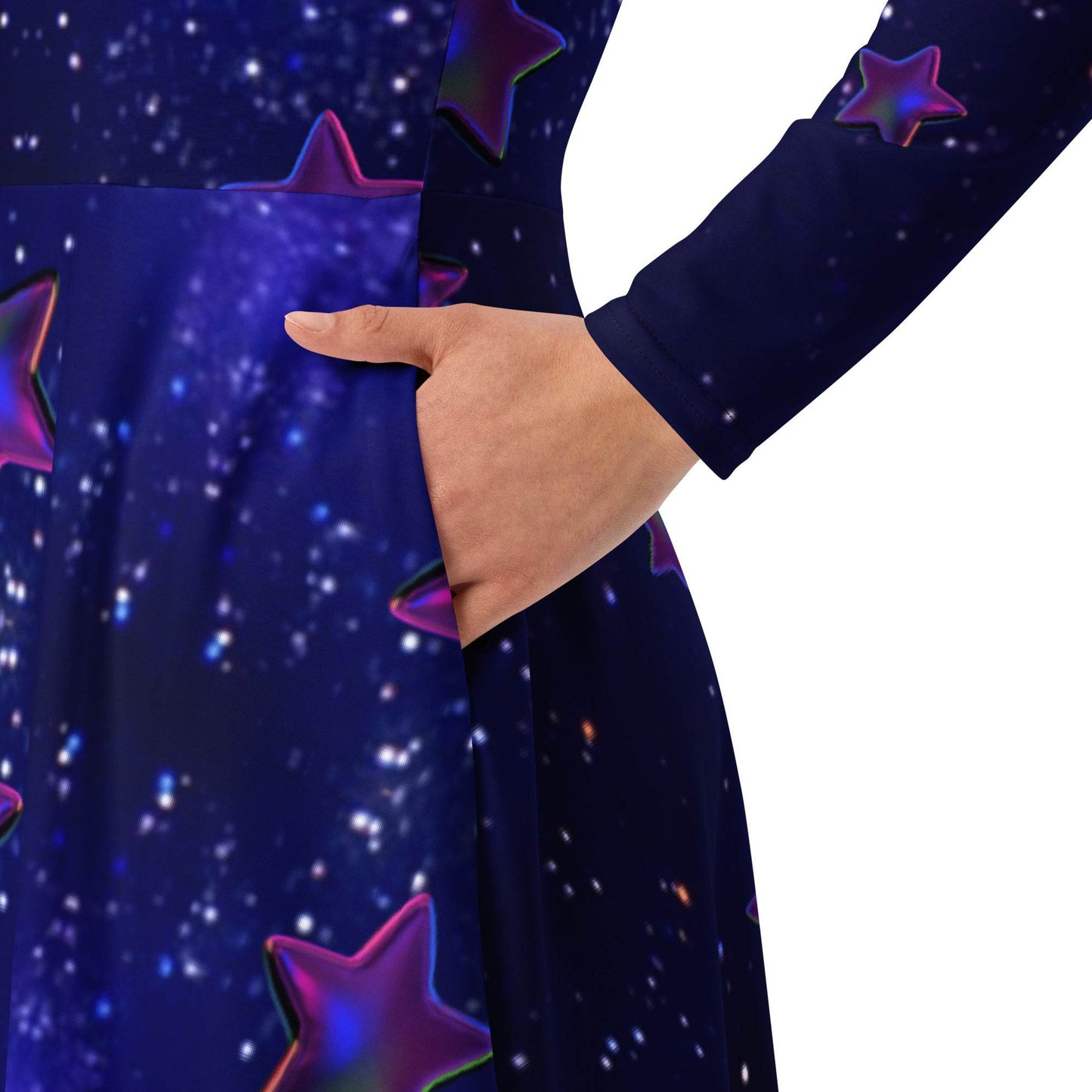 All-over print long sleeve midi dress - tsgabrielle