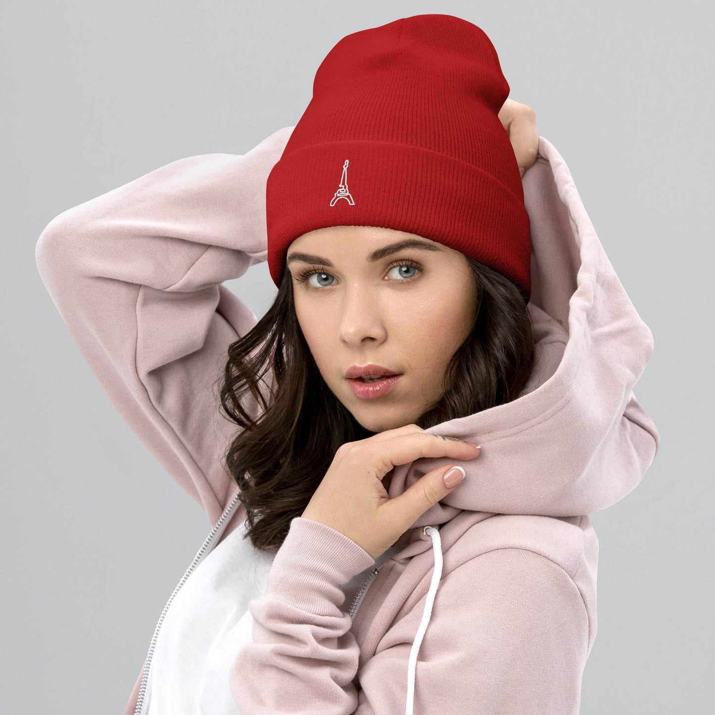 tsgabrielle • Paris - La Tour Eiffel • Cuffed Beanie Red • Red - tsgabrielle