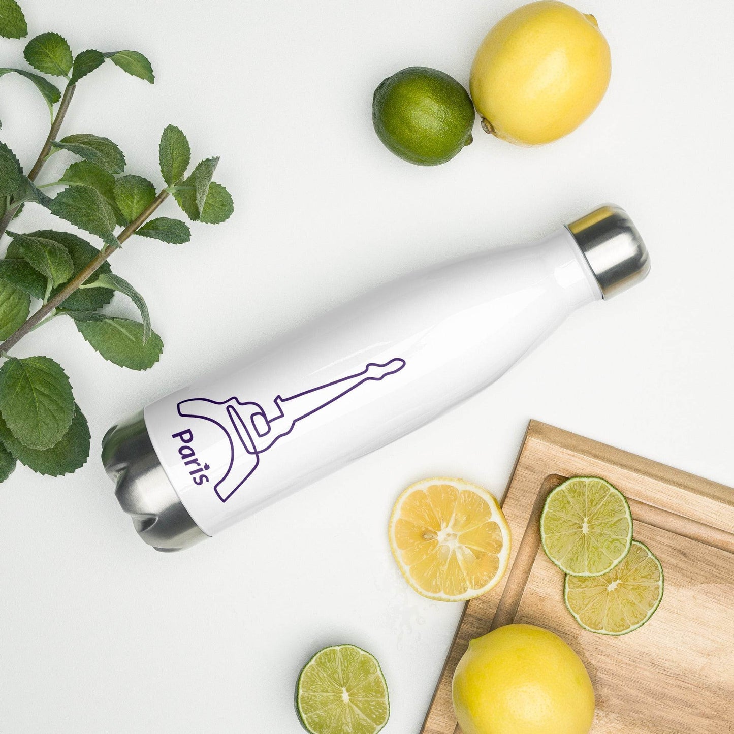 tsgabrielle • Paris - La TourEiffel • Water Bottle • White • Stainless Steel • 17 oz - 500ml - tsgabrielle