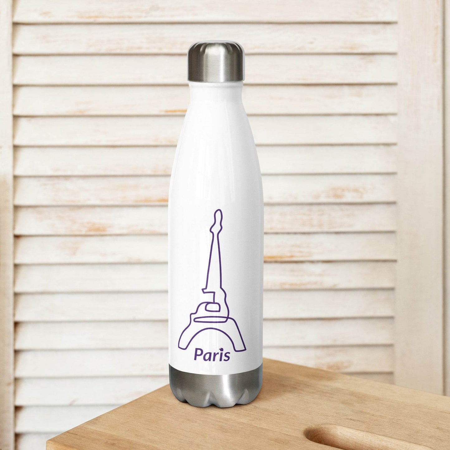 tsgabrielle • Paris - La TourEiffel • Water Bottle • White • Stainless Steel • 17 oz - 500ml - tsgabrielle