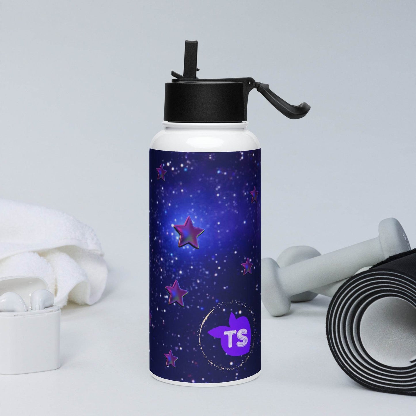 tsgabrielle • Édition Spatiale • Water Bottle with a Straw Lid • Stainless Steel • 32 oz - tsgabrielle