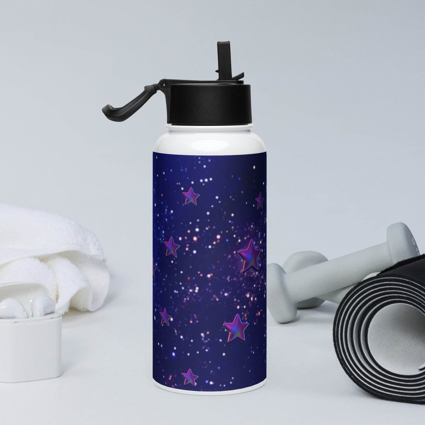 tsgabrielle • Édition Spatiale • Water Bottle with a Straw Lid • Stainless Steel • 32 oz - tsgabrielle