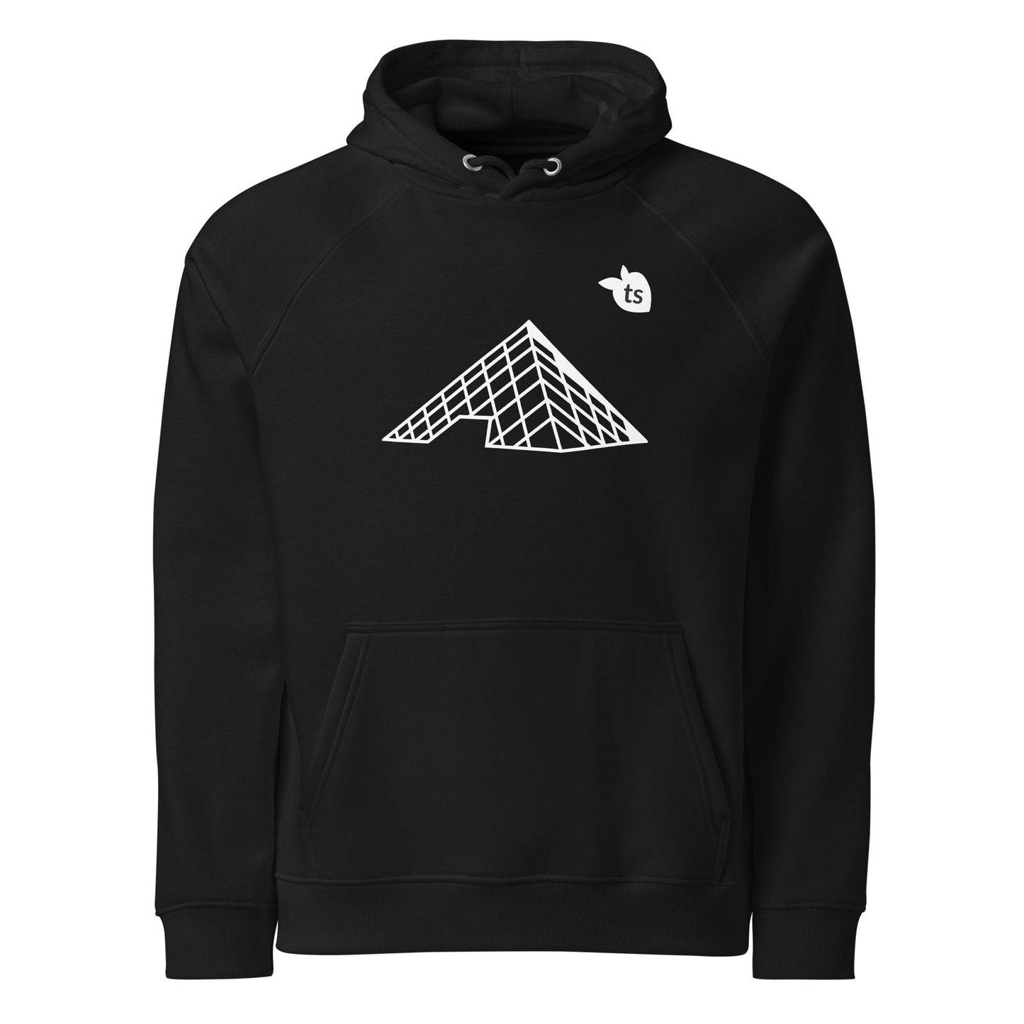 tsgabrielle • Men's • Paris- The Louvre Pyramid • Eco Raglan Hoodie • Black - tsgabrielle