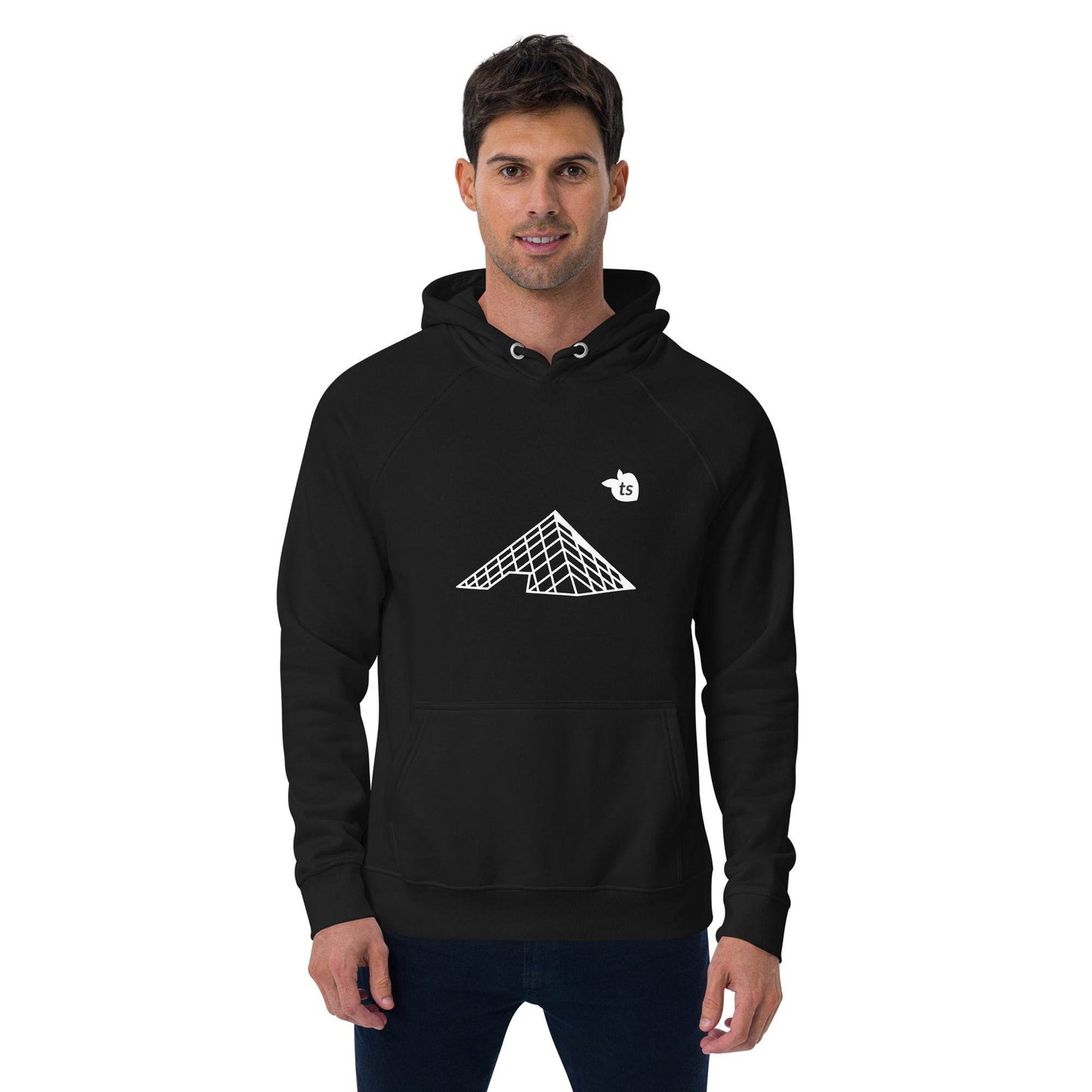 tsgabrielle • Men's • Paris- The Louvre Pyramid • Eco Raglan Hoodie • Black - tsgabrielle