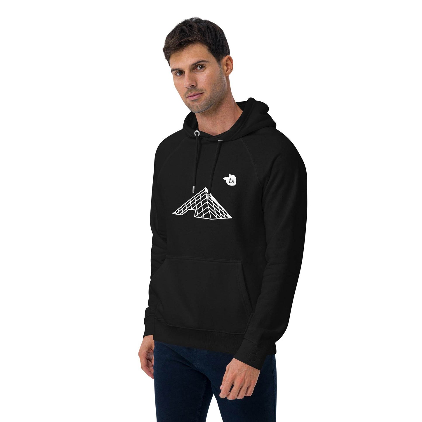 tsgabrielle • Men's • Paris- The Louvre Pyramid • Eco Raglan Hoodie • Black - tsgabrielle