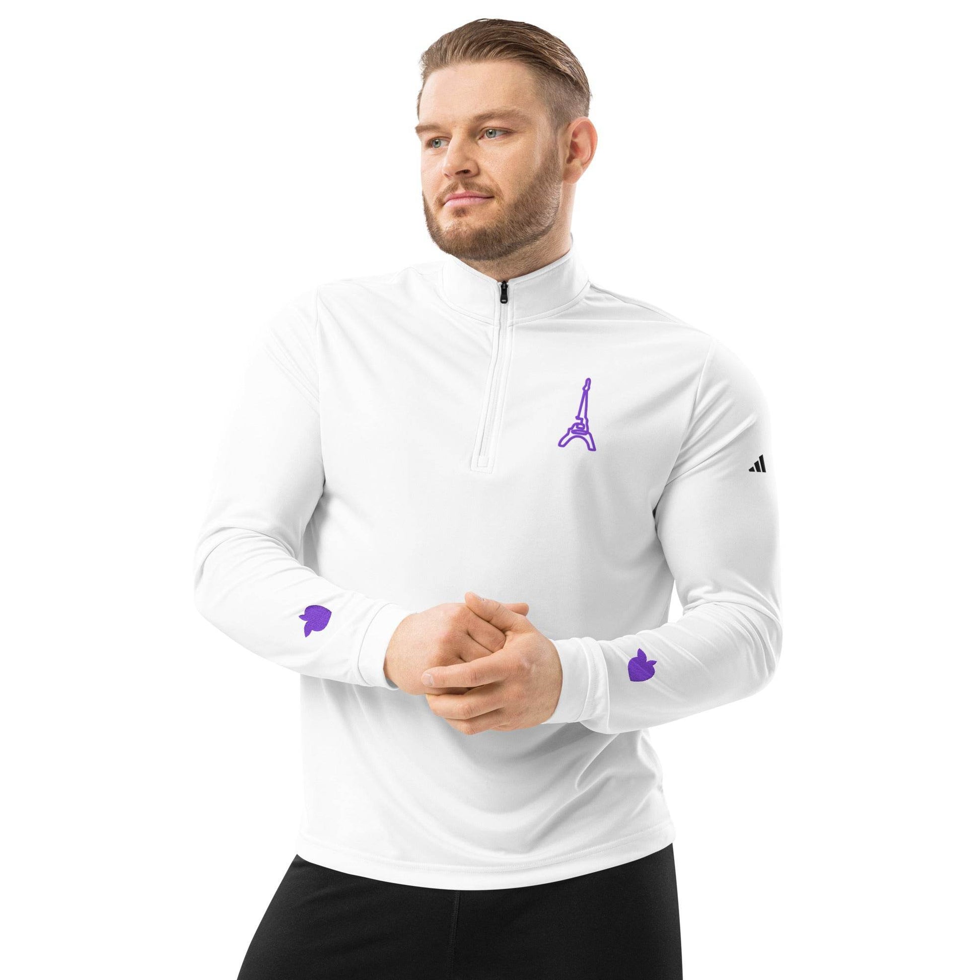 adidas® by tsgabrielle • Men's • Paris - La Tour Eiffel • Quarter Zip Pullover • White - tsgabrielle