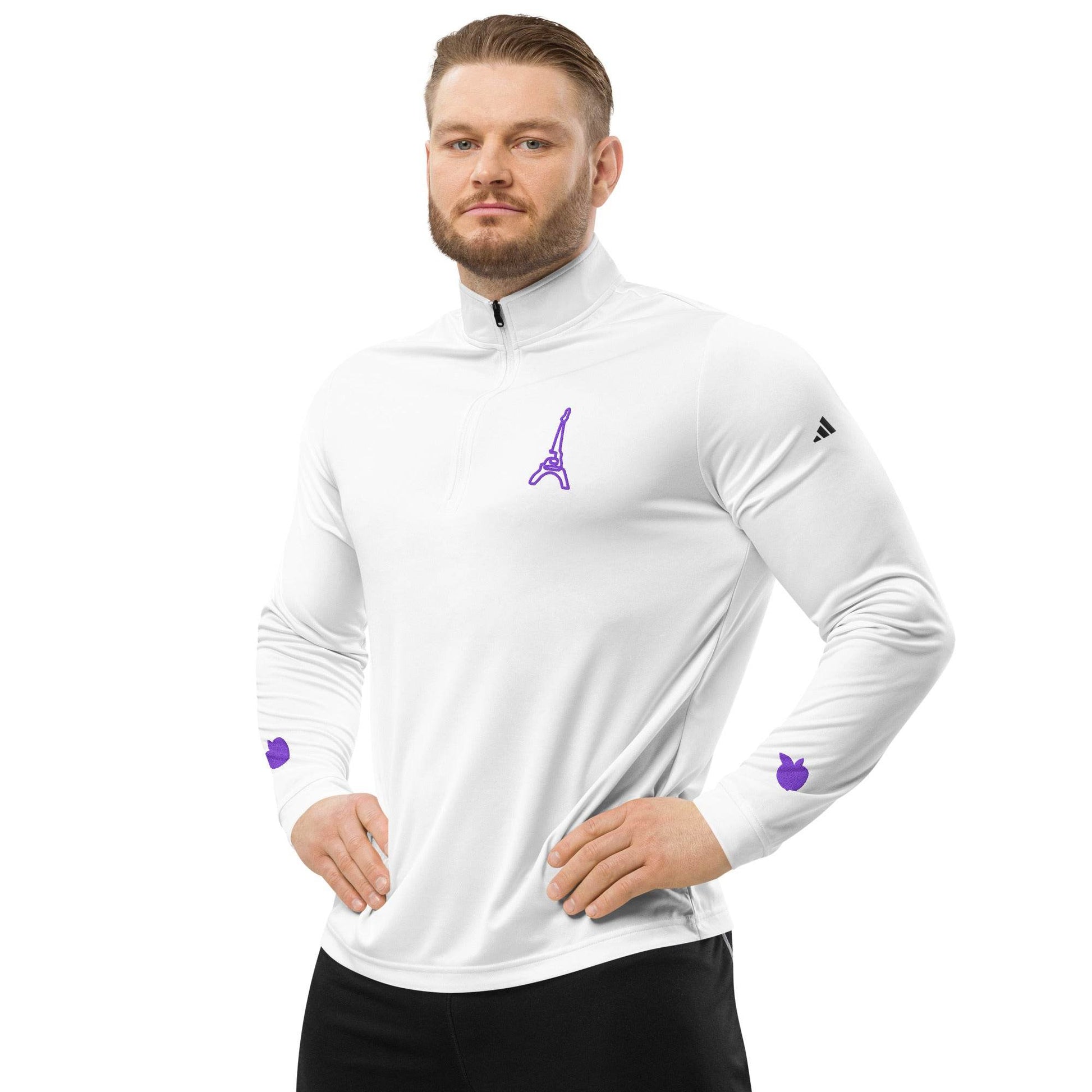 adidas® by tsgabrielle • Men's • Paris - La Tour Eiffel • Quarter Zip Pullover • White - tsgabrielle