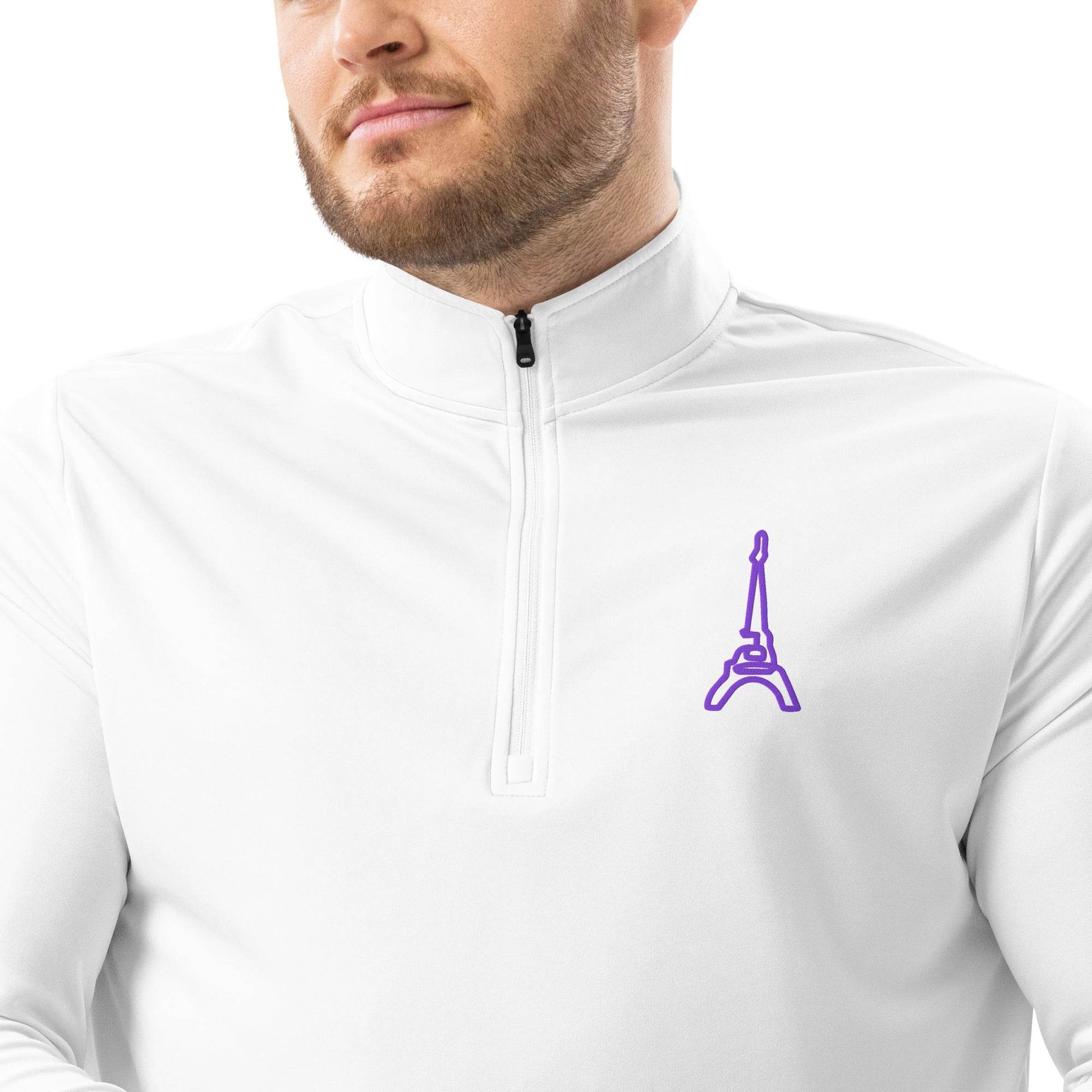 adidas® by tsgabrielle • Men's • Paris - La Tour Eiffel • Quarter Zip Pullover • White - tsgabrielle
