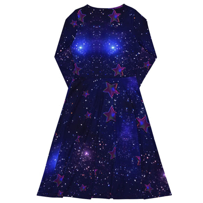 All-over print long sleeve midi dress - tsgabrielle