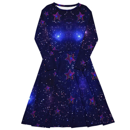 All-over print long sleeve midi dress - tsgabrielle
