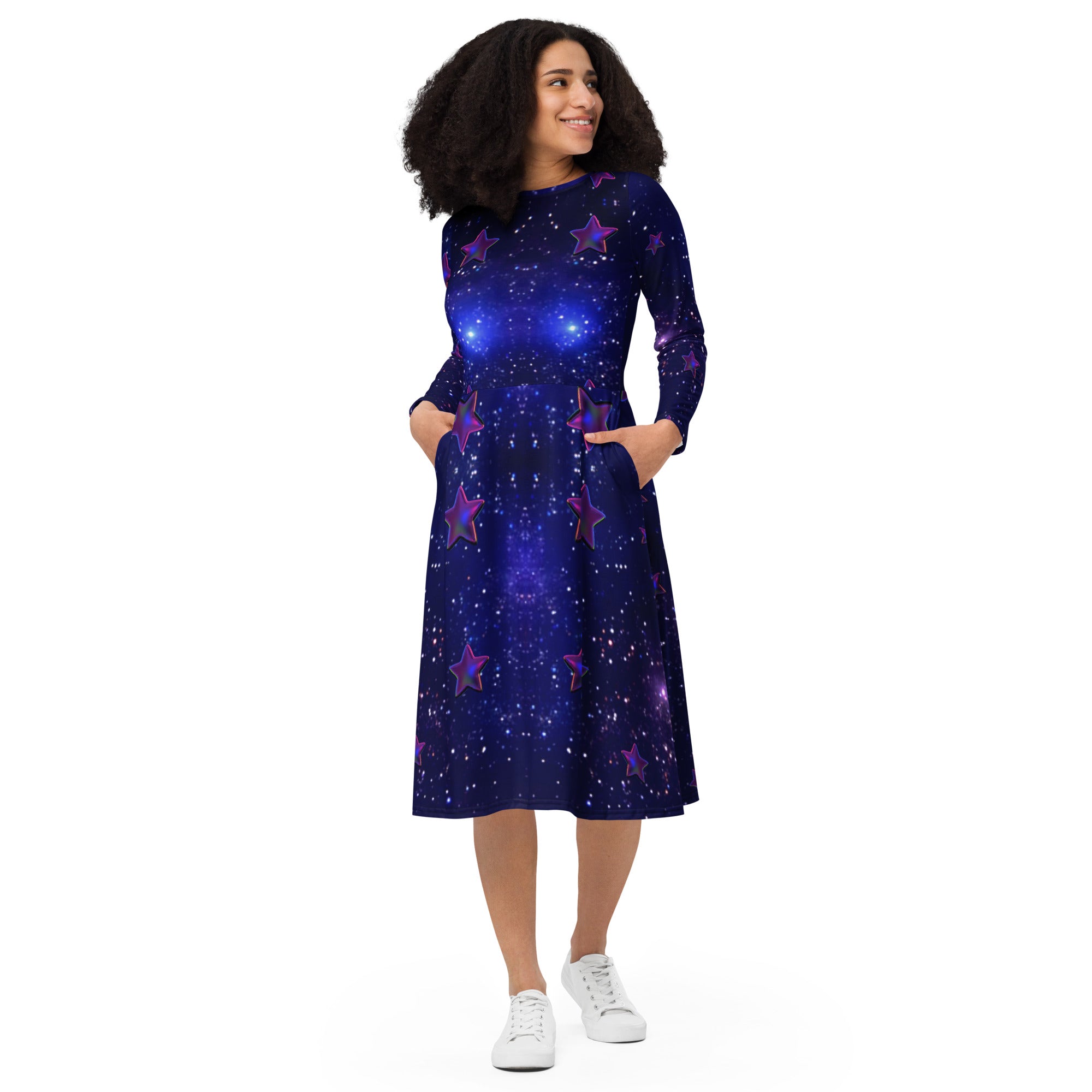 tsgabrielle® • For Her 👗 • 🌌✨Édition Spatiale • Cosmic Edition • Long Sleeve Midi Dress