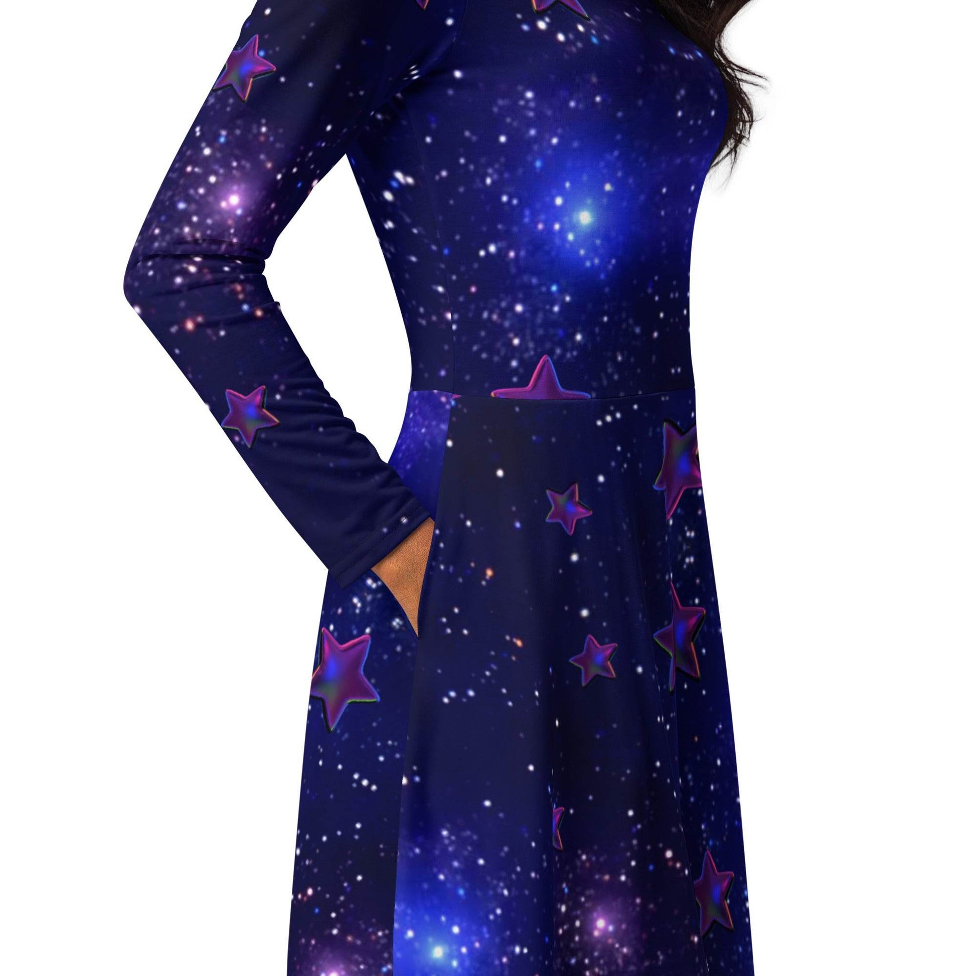 All-over print long sleeve midi dress - tsgabrielle