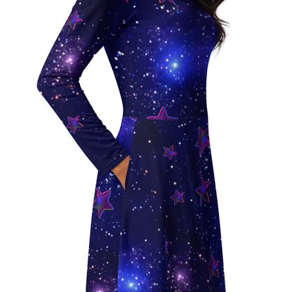 All-over print long sleeve midi dress - tsgabrielle