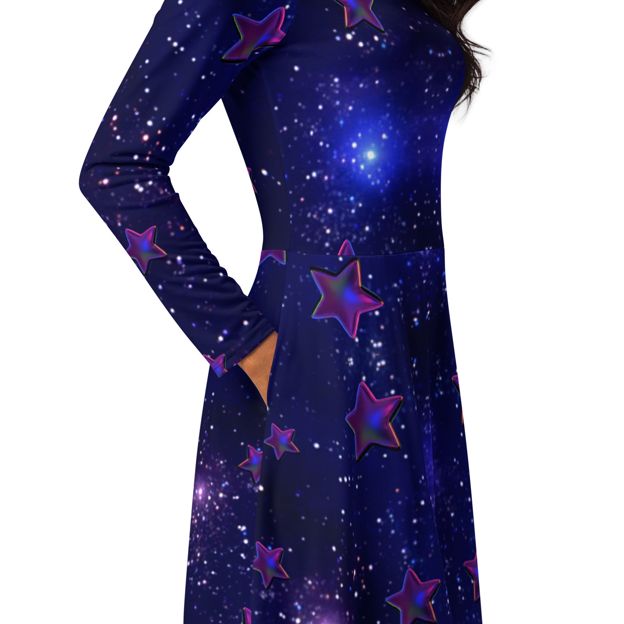 tsgabrielle® • For Her 👗 • 🌌✨Édition Spatiale • Cosmic Edition • Long Sleeve Midi Dress