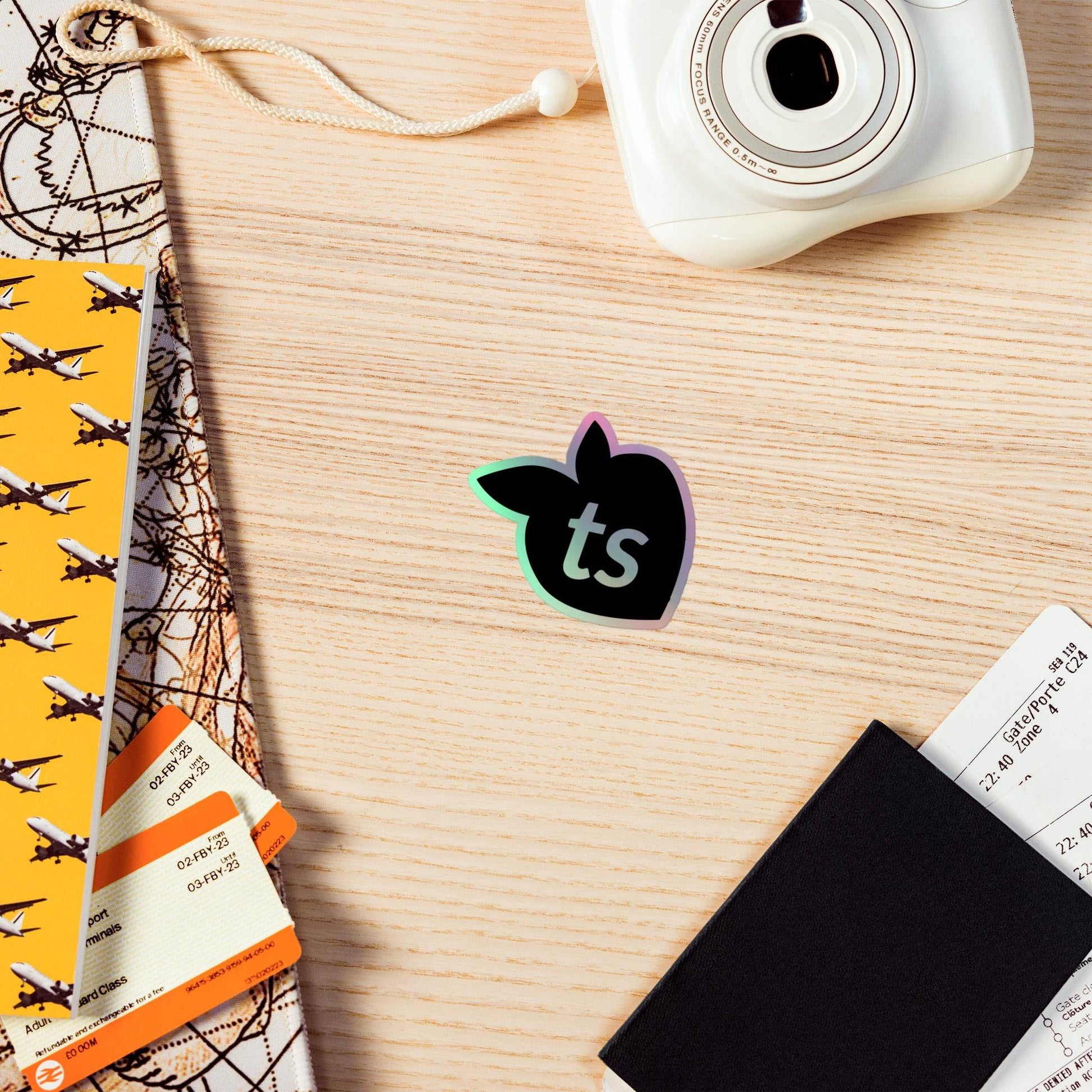 tsgabrielle • Holographic Stickers • Peach Black • 3″× 3″ - tsgabrielle