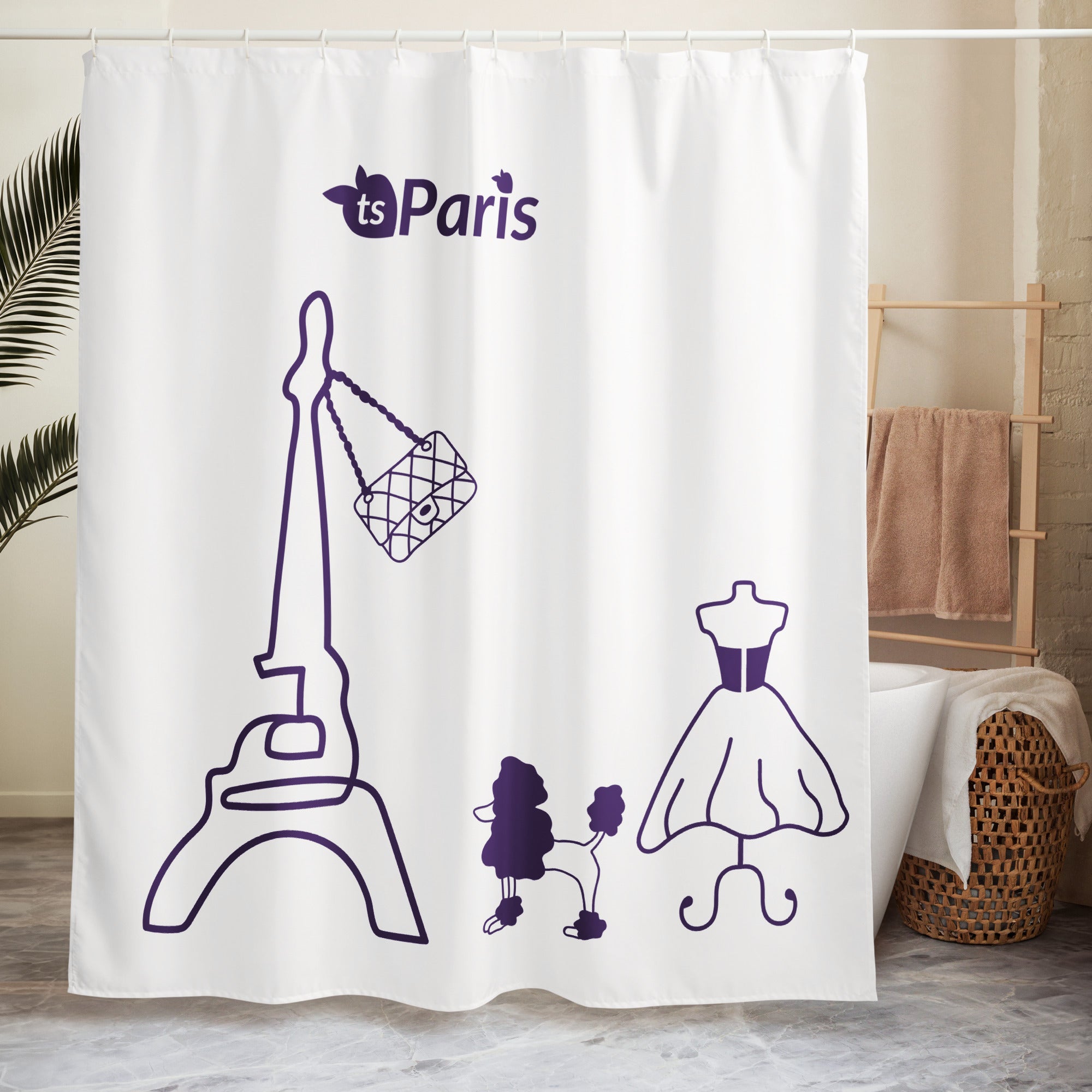 tsgabrielle® • Paris - Fashion Week • Shower Curtain • White • 180 × 188 cm