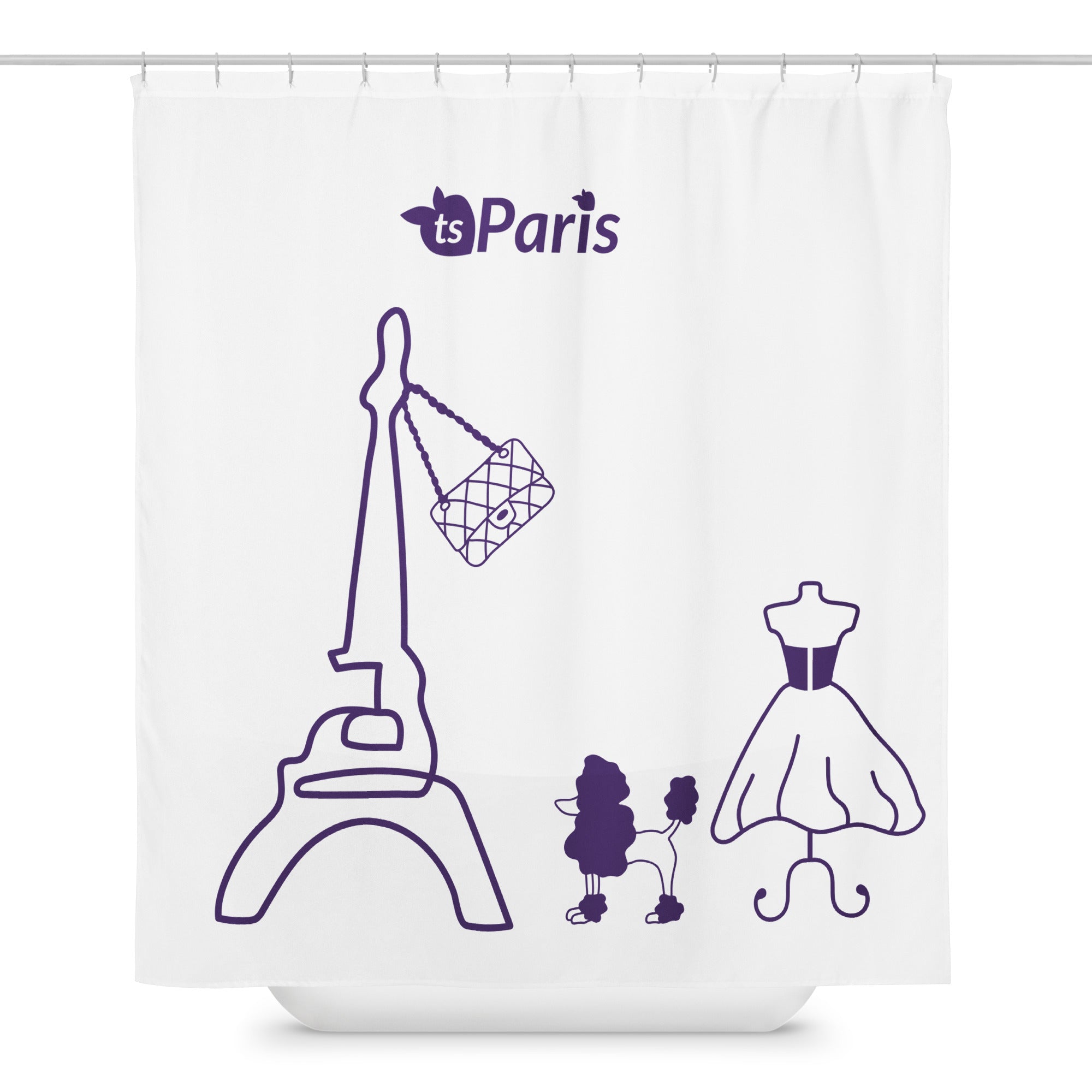 tsgabrielle® • Paris - Fashion Week • Shower Curtain • White • 180 × 188 cm