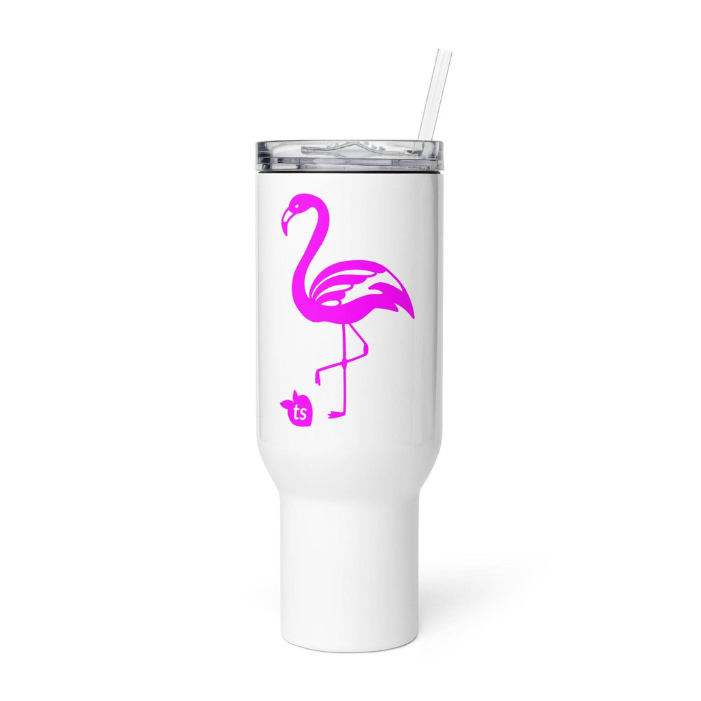 tsgabrielle • Flamant Rose • Travel Mug with a Handle - tsgabrielle