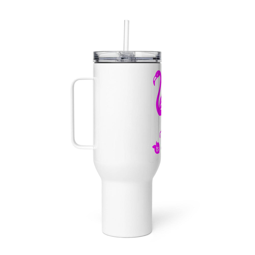 tsgabrielle • Flamant Rose • Travel Mug with a Handle - tsgabrielle