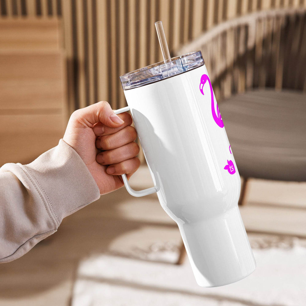 tsgabrielle • Flamant Rose • Travel Mug with a Handle - tsgabrielle