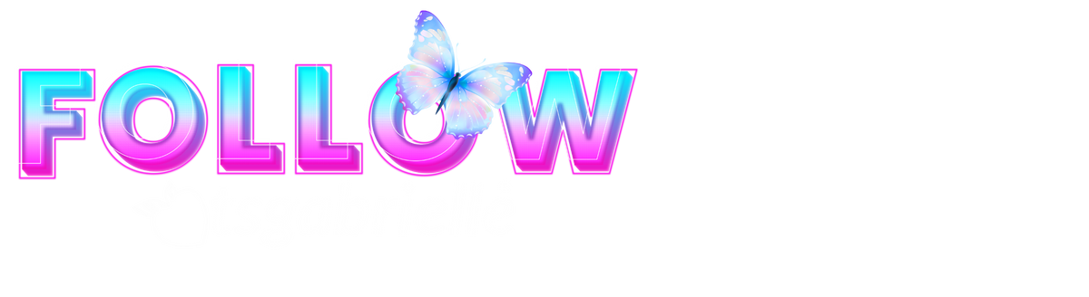 The word 'FOLLOW' in colorful letters with a butterfly on a white background