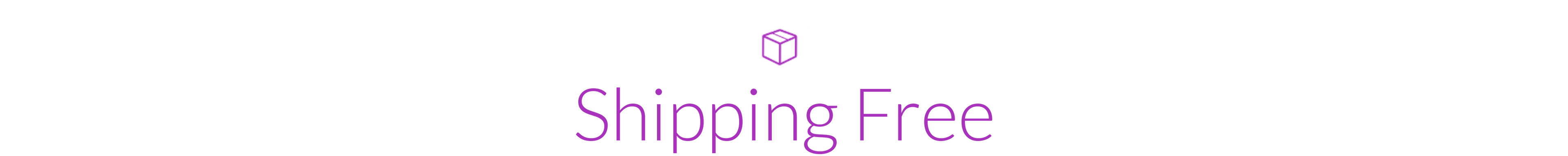 Text 'Shipping Free' with a purple box icon on a white background