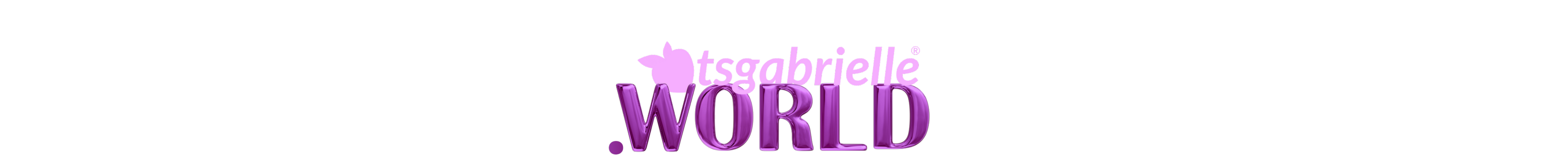 Text 'tsgabrielle WORLD' with a decorative element on a white background